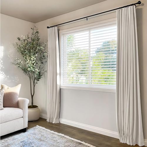 Image of INOVADAY 100% Blackout Curtains for Bedroom, Black Out Curtains 63 Inch Long, Clip Rings Linen Blackout Drapes, Thermal Insulated Room Darkening for Living Room, 2 Panels - Beige,W50xL63