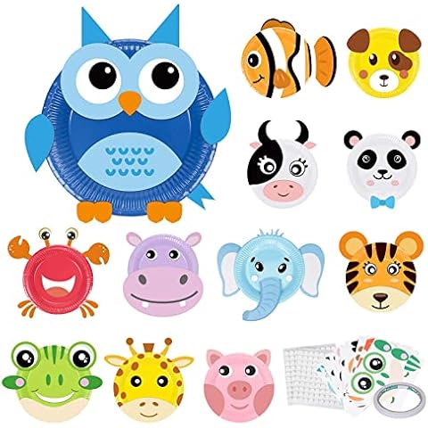 MEETANG 12 Pack Animals Paper Plates Art Sets for Children Easter Arts and Crafts for Kids Age 3 Easter Handmade Toys & Games for 3-12 Year Old Girls Boys DIY Gifts Cover
