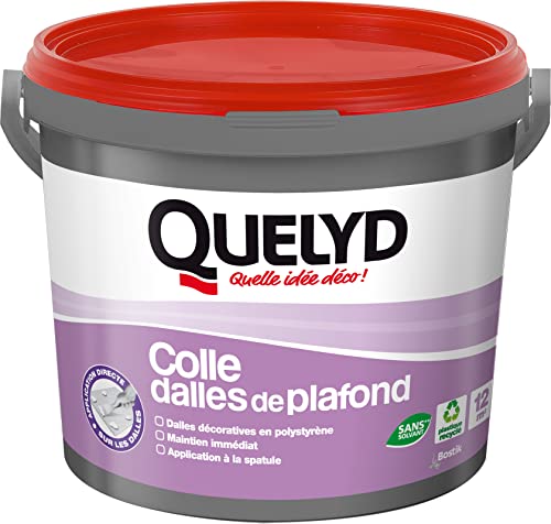 Quelyd Colle Dalles de Plafond Polystyrène – Colle en Pâte Prête à l'Emploi pour Dalles, Poutres, Moulures et Panneaux Isolants Légers – Intérieur – Sans...