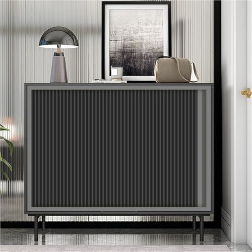 Puerta de armario de acordeón sin taladro, puerta plegable interior para zapatero, puerta divisora deslizante resistente al agua para dormitorio (negro, 35.4 pulgadas de ancho x 39.4 pulgadas de alto)