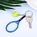 BBTO 12 Pieces Tennis Key Chain Tennis Racket Shape Key Rings Sport Style Split Keychain Set, 6 Colors