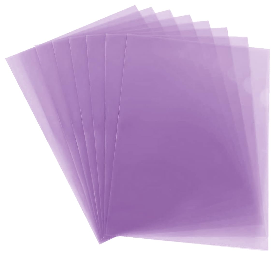 M1SS 300 Pack A4 L Type Plastic Folders, Transparent Document Pockets with Thumb Notch, Top & Side Opening Clear File Sleeves, Durable Waterproof Organiser Files for Office, School & Filings (Purple)