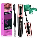 4D Lash Mascara Green Color with Eyelash Comb Set, Colored Mascara Makeup for Eyelashes Waterproof L