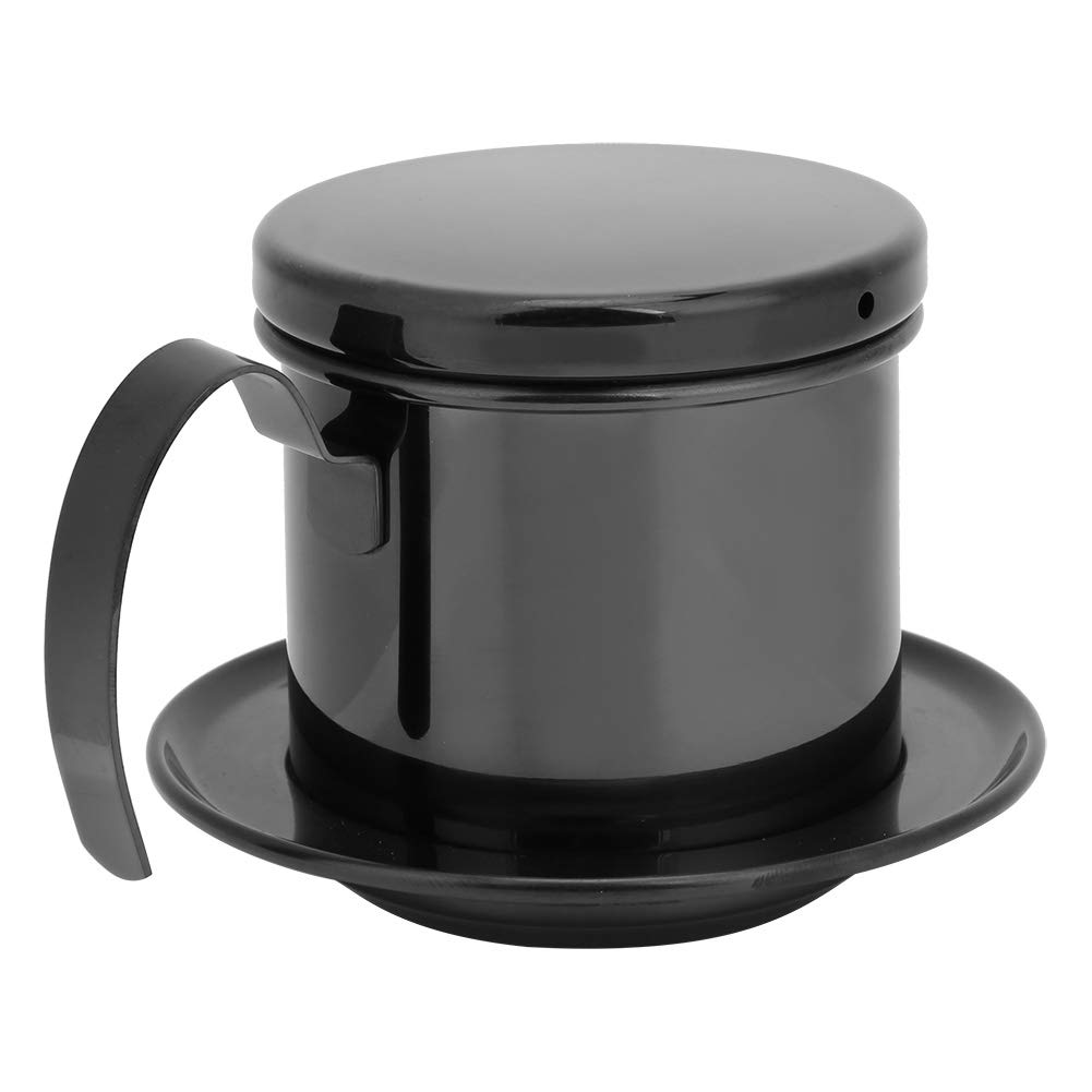 Vietnamese Stainless Steel Coffee Filter Drip Pot Maker for Home Kitchen Office Restaurant Cafe Use Glossy Black