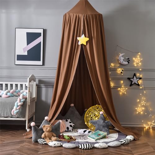 Surwin Ciel de Lit pour Bébé Enfants, Moustiquaire Ronde Rideau Baldaquin Dôme Princesse Tente de Lit, Dressing Maison de Lecture Maison de Jeux Décoration...