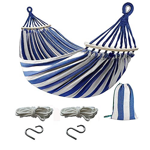 Ram Swinging Hammock Garden Hammock With Spreader Bars Garden Swinging Camping Hammock Durable Fabric 185CM x150CM With Storage Bag