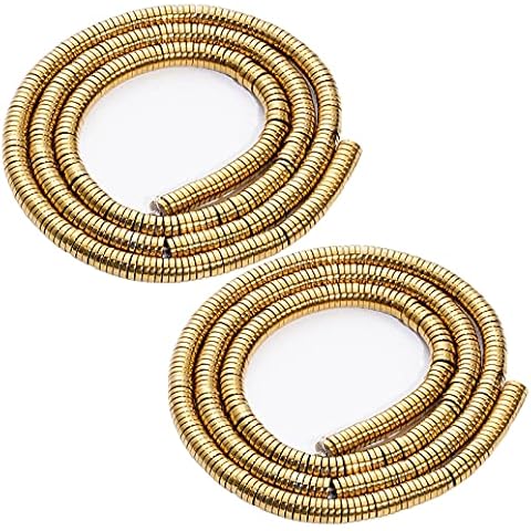 mifengda 780pcs Flat Round Hematite Beads 4mm Metal Heishi Spacer Beads Jewelry Making Hematite Spacer Beads Gold Plated Hematite Flat Disc Loose Beads for Jewelry Making Supplies (Gold, 4x1mm) Cover