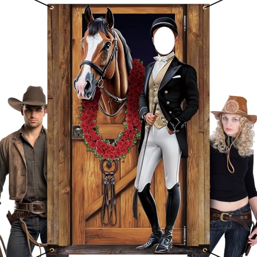 Tudomro Horse Racing Photo Props Background 6 x 4 ft Derby Party Decorations Run for The Roses Photography Banner Roses Horse Race Photo for Rose Race Party Supplies Equestrian Racetrack Props