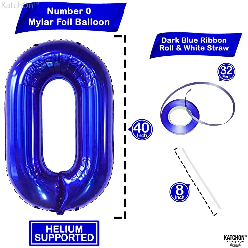 Image of KatchOn Navy Blue Number 0 Balloon 40 Inch