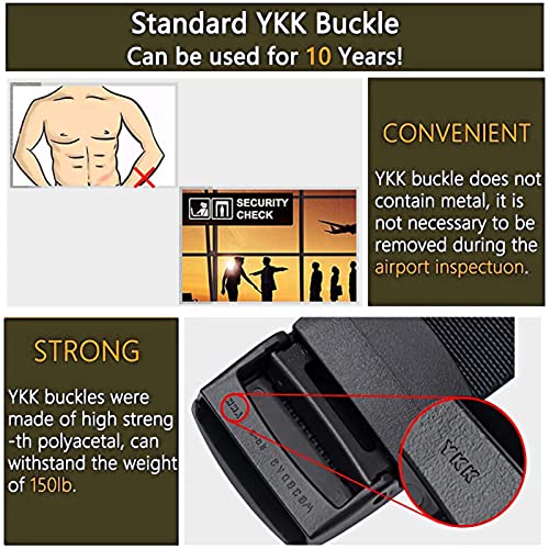 3.8 mm Thickened Real Nylon Belt with YKK Buckle, Heavy Duty Work Breathable Adjustable Casual Belt3