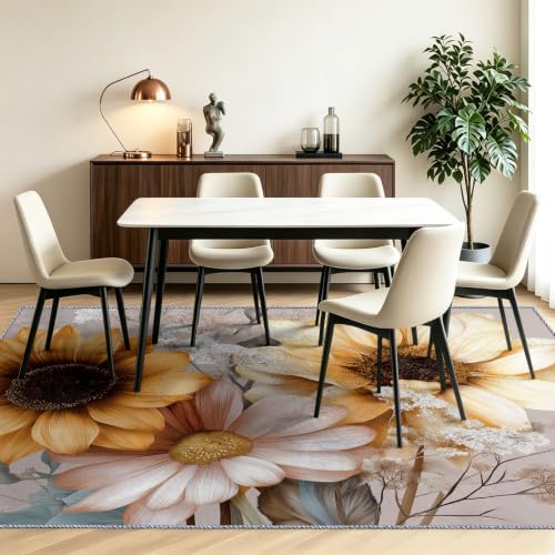 Tapis imprimé à poils courts lavable et antidérapant