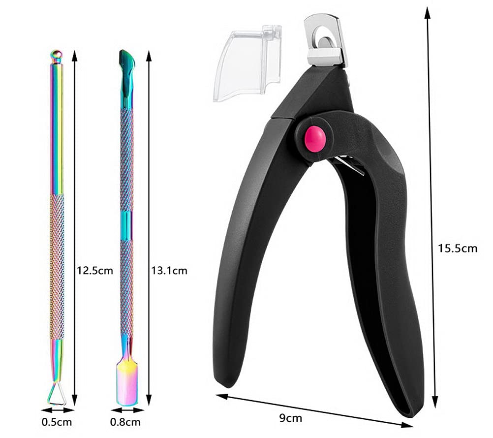 3 in 1 Adjustable Acrylic Nail Clipper, Nail Tip Cutter Trimmer Nail Tools with Cuticle Pusher Scaper Peeler for Acrylic Nails Manicure Home DIY Use (Black) : Beauty & Personal Care