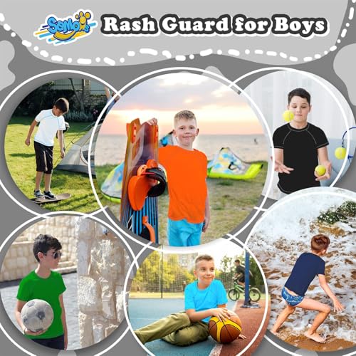 Image of Boys Rash Guard Swim Shirt Short Sleeve for Toddler Kids Youth Rashguard Water Shirt UPF+ 50 Quick Dry Swimming Shirt
