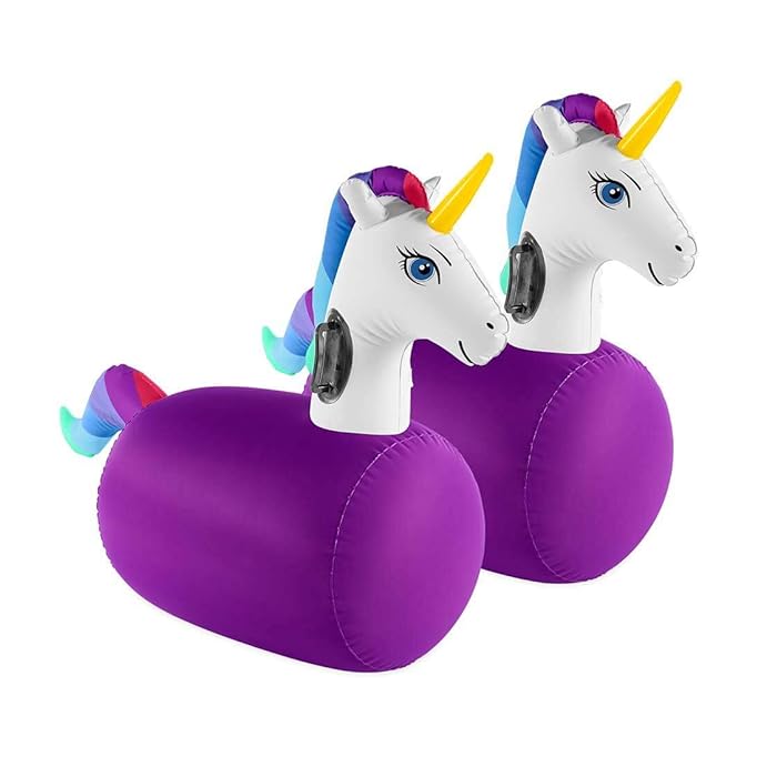 Buy HearthSong Inflatable RideOn Hop 'n Go Unicorns for Kids' Active Play, Set of 2, with