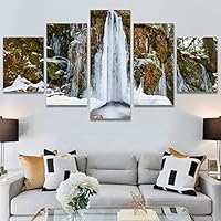SIGNWIN 5 Panel Canvas Wall Art Mountainfalls for Home Decorations Ready to Hang - 60