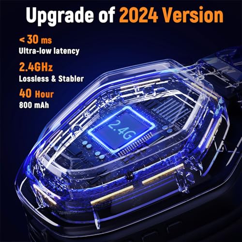 Ozeino Wireless Gaming Headset, Compatible with PC Ps5 Ps4 Boasts 2.4GHz Lossless Audio, USB & Type-C, Flip Microphone and 40-Hr Battery - Suited for Switch, Laptop, Mac - Image 3