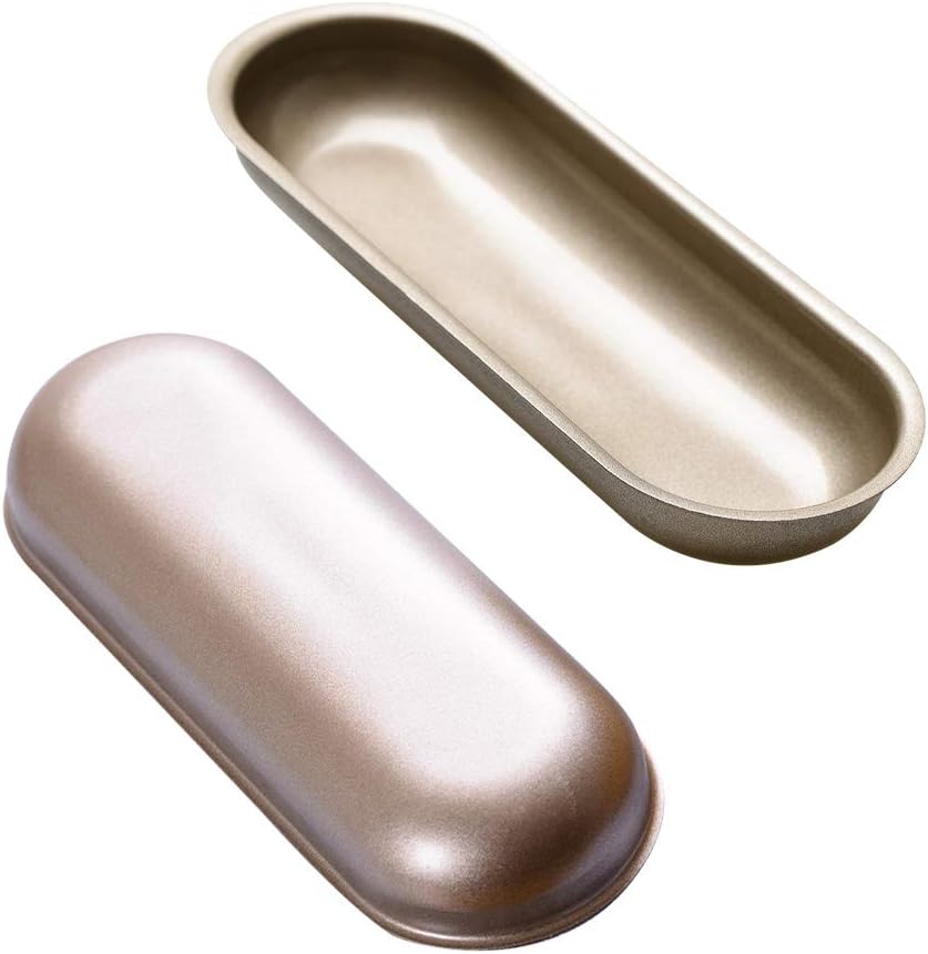 Hot Dog Bun Pan Hotdog Bread Mold Non Stick Bakeware 7 inch Oval Hot Dog Mould Pack of 2 (7" Oval 2pcs)