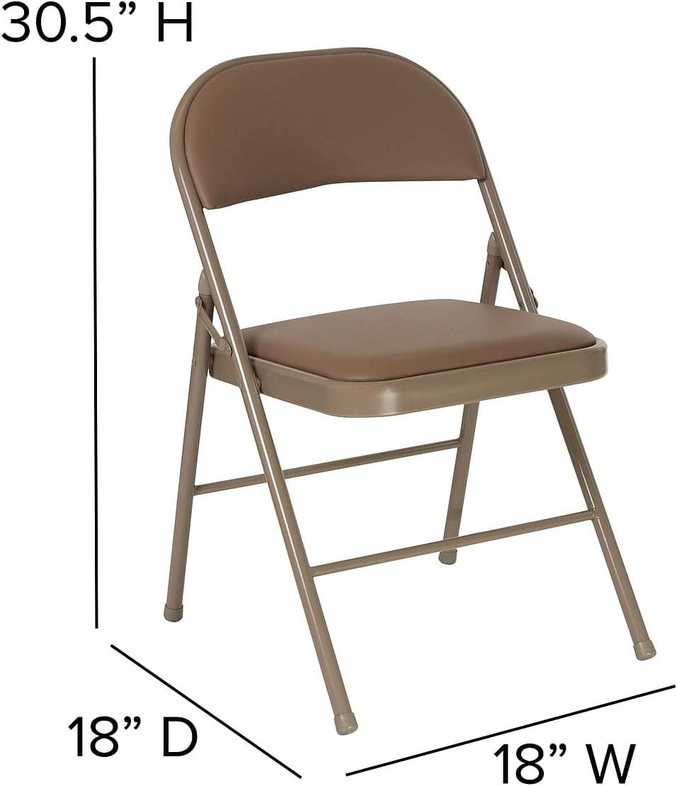 Flash Furniture 2 Pack HERCULES Series Double Braced Beige Vinyl Folding Chair