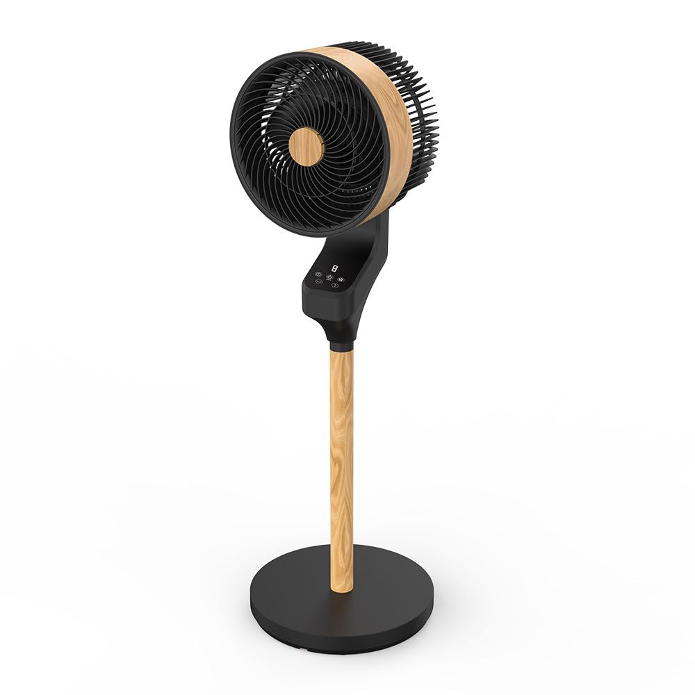 FABRILAMP Ventilateur sur pied réglable > avec télécommande et minuterie (moteur AC 50 W, 3 vitesses), noir
