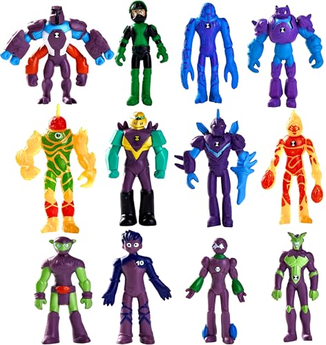 Set of 11 pcs Omnitrix Action Figures, Exclusive Collection Toys, Anime Character Figurines with Cake Toppers, Alien Hero Themed Party Decor Birthday Party Cake Decoration Supplies
