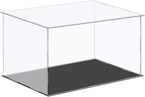 MECCANIXITY Vitrina de acrílico, caja de plástico, caja de almacenamiento, transparente, pequeña, a prueba de polvo, 14.1 x 10.2 x 8 pulgadas para