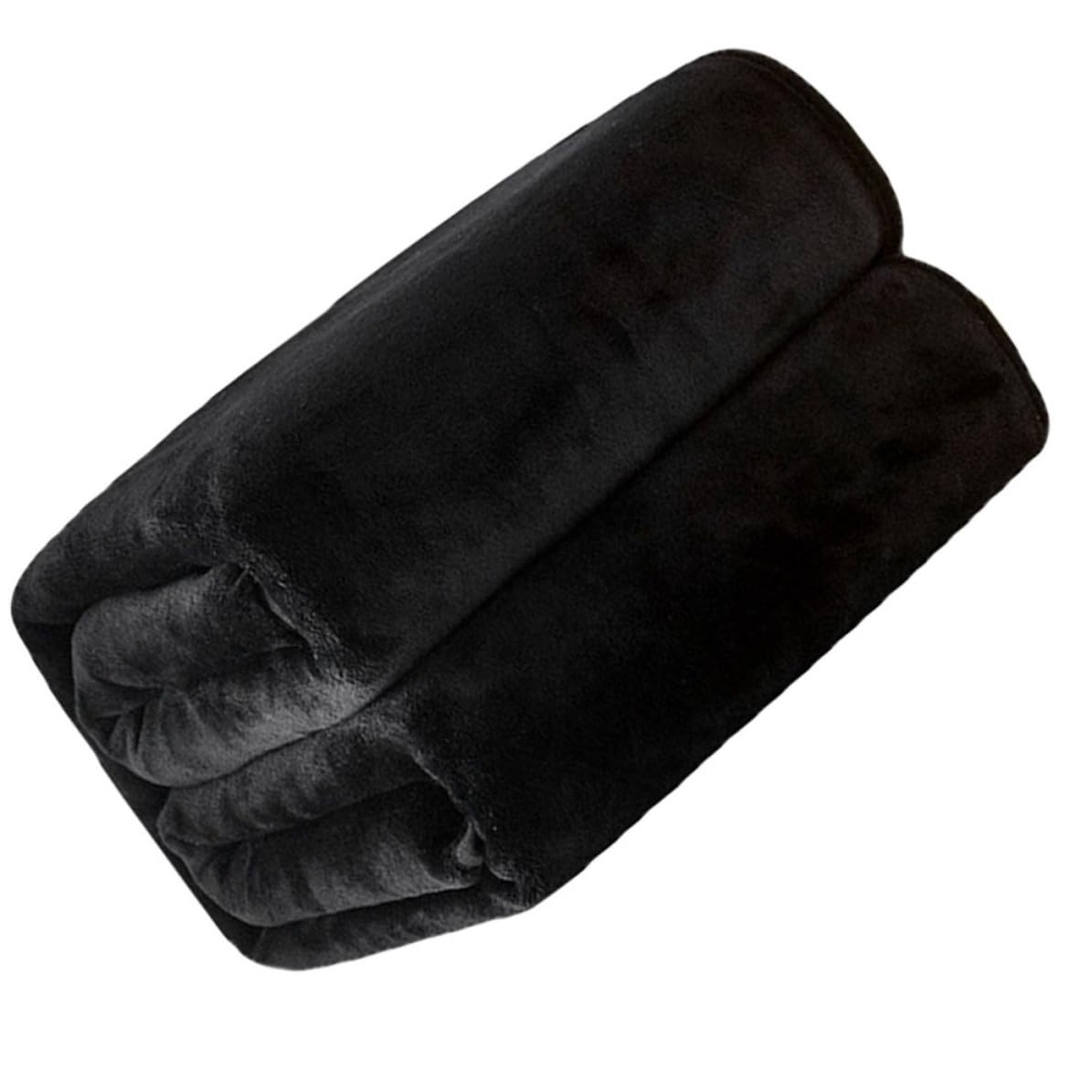 Couverture en polaire corail noire CALLARON en polyester doux pour maison