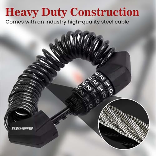 Image of Autofy 4 Digit Number Helmet Lock 12mm Thickness Multipurpose Resettable Combination Cycle Lock Cycle Accessories Heavy Duty Anti-Theft Protection Luggage Cycle Accessories