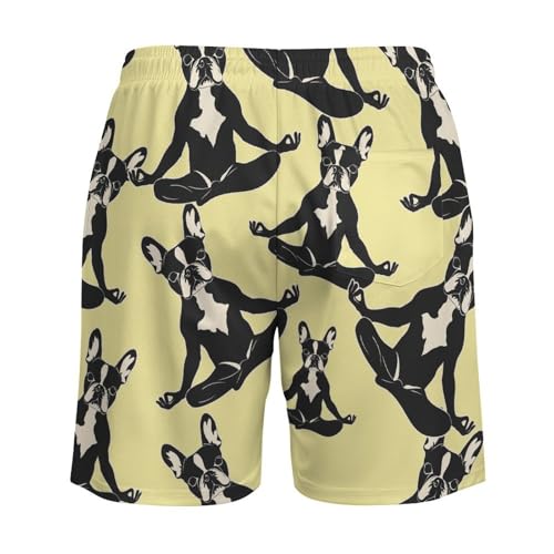 Boston Terrier Dog Yoga Beach Shorts for Men Swim Trunks Quick Dry Swim Shorts with Compression Liner Pocket4