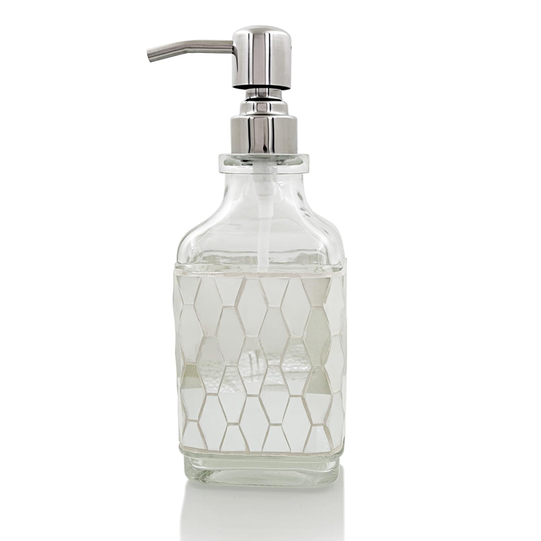 Qyleee D Han Mediterranean Blue Sea Breeze Mosaic Glass Lotion Ispenser 500Ml Stainless Steel Ish For Bathroom(D)
