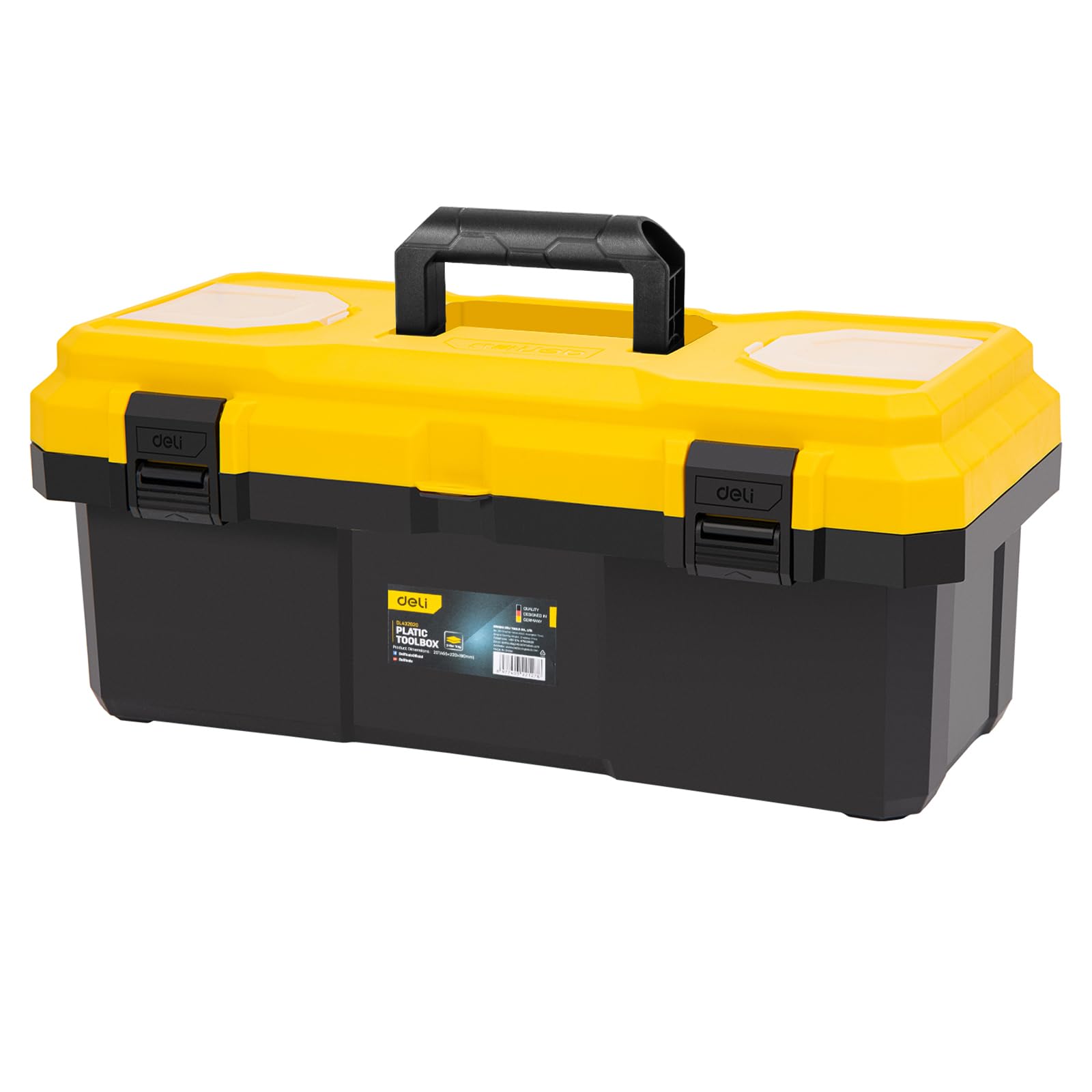 18 Inch Tool Box with Lock, 2-Layer Heavy-Duty Organizer with Removable Tray, Liftable Lid for Small Parts, 29lb Capacity & Carry Handle for Tools,