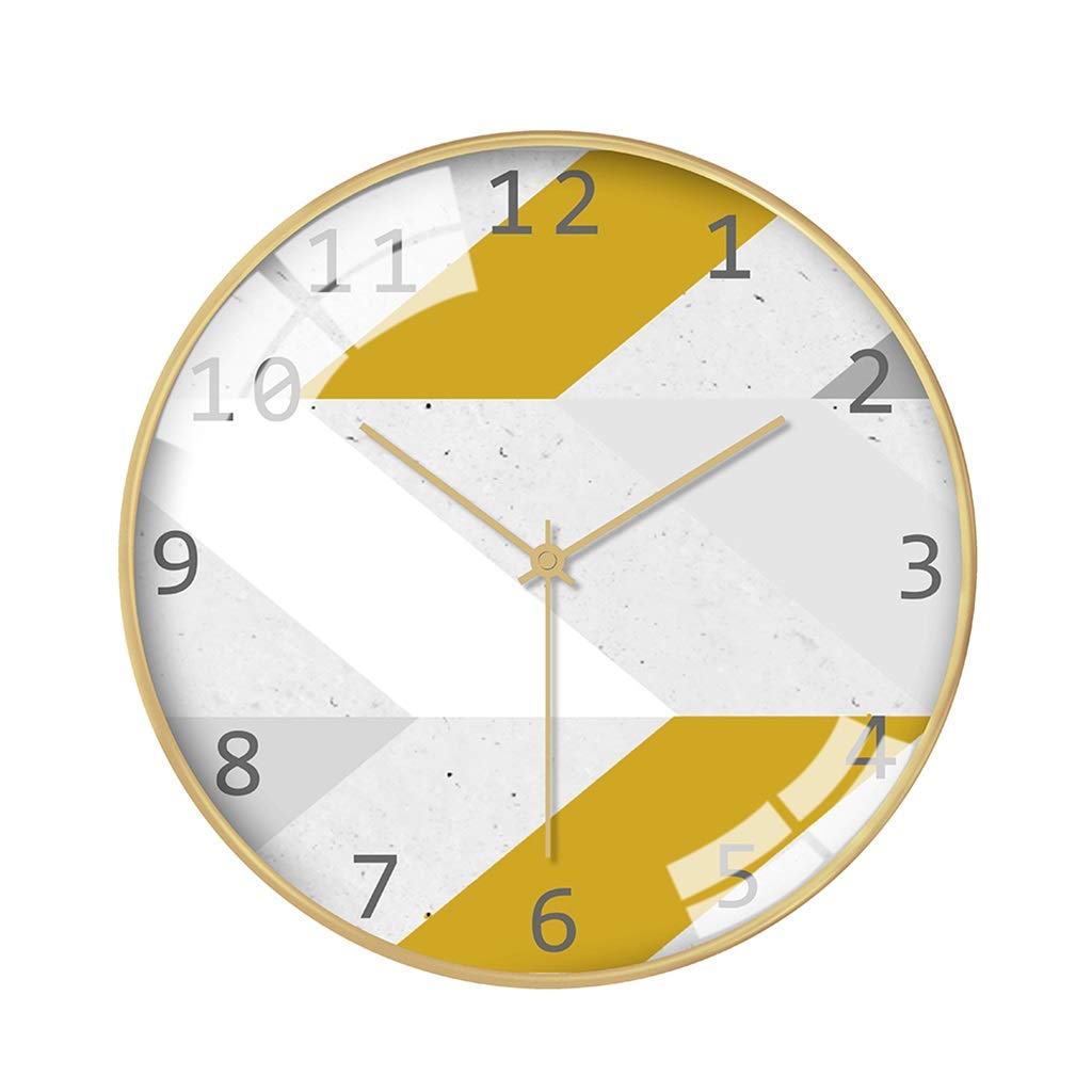 YONGJUN Golden Wall Clock Silent Non Ticking 8 inch Round Quality Quartz Battery Operated Excellent Accurate Sweep Movement Glass Cover, Decorative for Kitchen, Living Room, Bathroom, Bedroom, Office