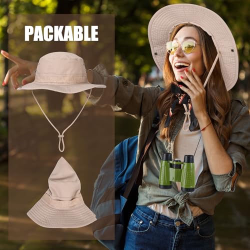 Jecery 3 Pcs Women Safari Costume Sun Bucket Hat Leopard Neck Scarf Binocular Safari Outfit Accessories for Halloween Cosplay4