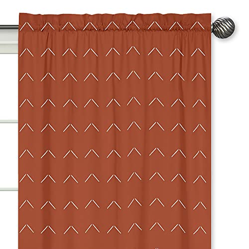 Sweet Jojo Designs Boho Arrow Window Treatment Panels Curtains - Set Of 2 - Ivory Burnt Orange Rust Off White Farmhouse Southwest Shabby Chic Tribal Designer Neutral Bohemian Diamond Tuft Collection #TOP2
