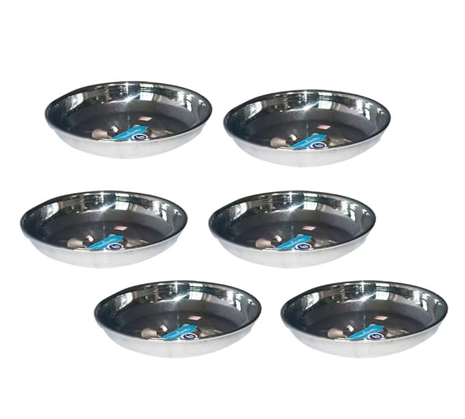 Neelam Stainless Steel 6.5 22G Diamond Halwa Plate, 13 cm, Silver, Set of 6 at Rs. 224