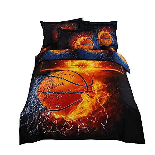 WMA Lnicio Posicionamiento 3D Set De 4 Piezas Baloncesto De Fuego Moda De La Personalidad Juego De 2 Piezas Juego De 3 Piezas Algodón Ropa De Cama,200 * 230*CM