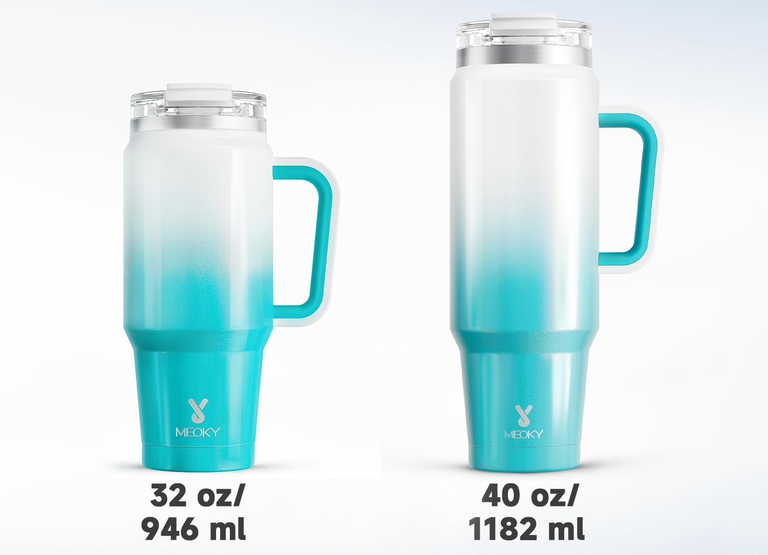 Meoky 40 oz Tumbler with Handle and Straw, Insulated Tumbler with Lid and Straw, Stainless Steel Travel Mug, Keeps Cold for 34 Hours, 100% Leak Proof, Fits in Car Cup Holder (Azure) - Image 8