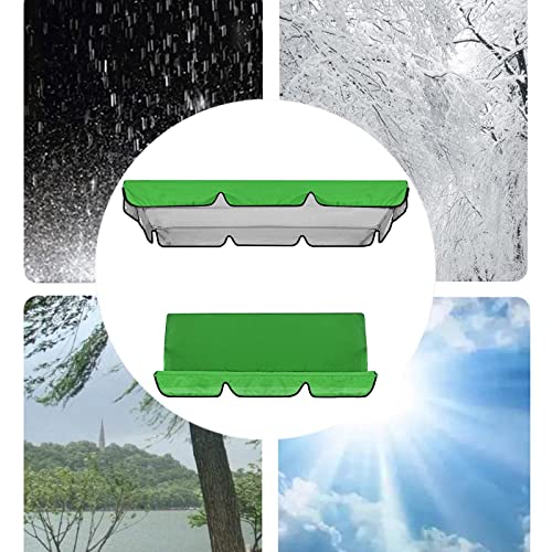 Swing Canopy With Seat Cushion Cover Set - Waterproof Polyester Top Swing Replacement Canopy Cover Uv Block Sun Shade For Outdoor Garden Patio Yard Park Porch Balcony Backyard Swing Seat (Green) #TOP4