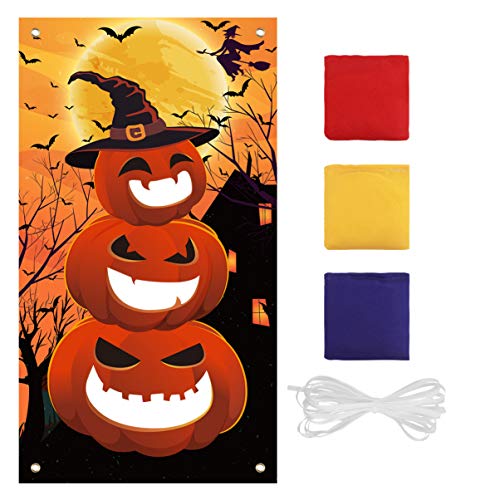 CLISPEED Halloween zitzak gooien spel kit pompoen banner met 3 zitzakken, Halloween party spellen indoor outdoor plezier - Image 8