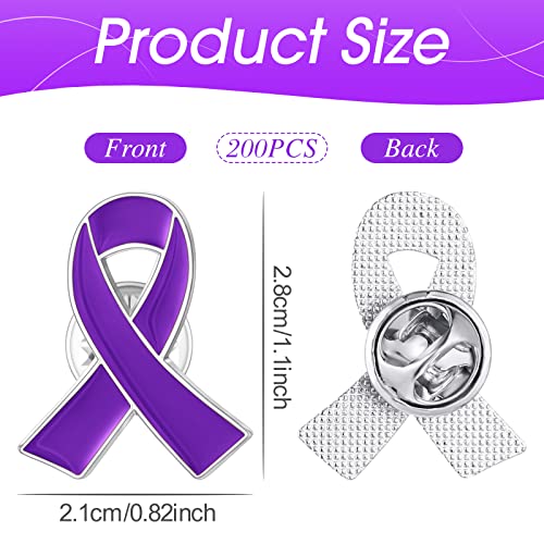 Purple Ribbon Awareness Lapel Pin Bulk Individual Pack Lupus, Violence, Alzheimer & Cancer Awareness Brooch for Public Charity Fundraiser Supplies2