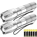 Victoper LED Flashlight 2 Pack Silver, Bright High Lumens Tactical Flashlights High Lumens with 5 Modes, Waterproof Zoomable Flash Light for Outdoor, Gifts for Hunting Camping Essentials Gear