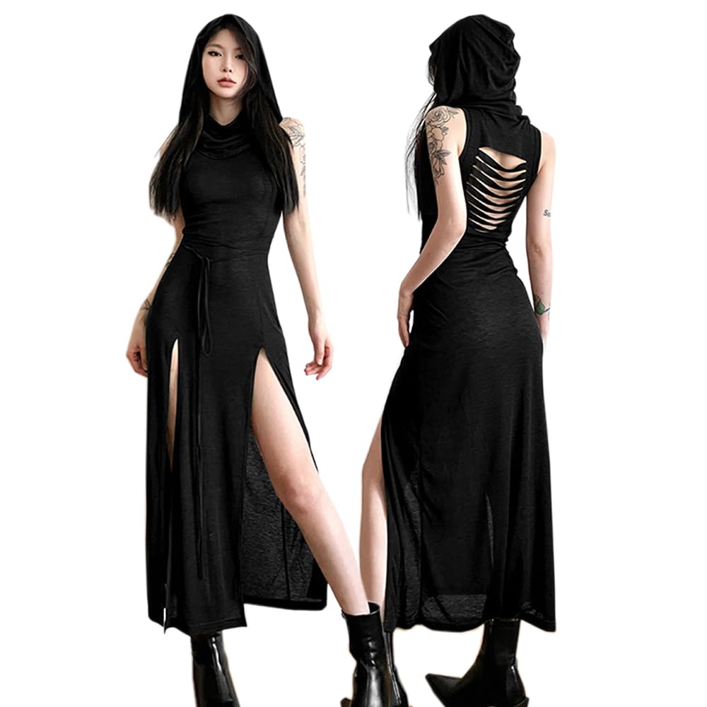 High Split Long Sexy Dress - S - black 2