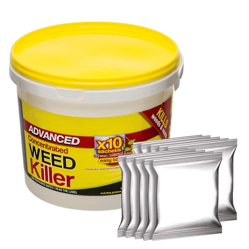 Extra Strong Weed Killer with Glyphosate Advanced Super Strong High Strength Concentrated Weed & Roots Killer 80ml Liquid Sachets, lawn treatment, tree stump killer (10 Sachets)