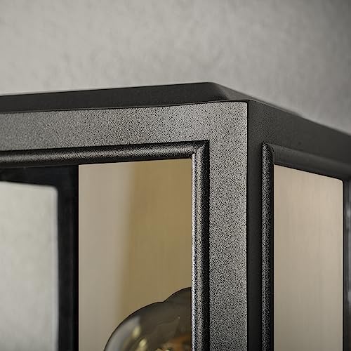 Konstsmide 7348-800 Carpi Box Outdoor Wall Light Mains Powered/W: 12cm D: 12cm H: 28cm / 1 x 60 W E27 Max Wall Lamp/Clear Glass/Steel / IP44 / Outside Light Black Brass - Image 4