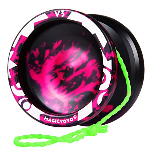 MAGICYOYO Yoyo for Kids Responsive Yoyos Beginner Magic Yoyo V3 Metal Yoyo with Unresponsive Bearing for Advanced Yoyo Players + Removal Bearing Tool + Bag + 5 Replacement Yoyo Strings (Black Pink) Cover