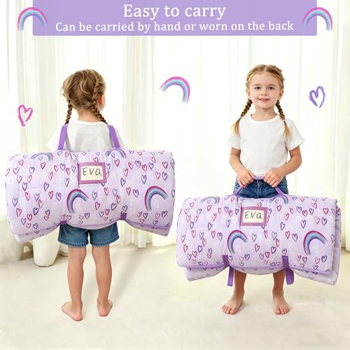 Image of Toddler Nap Mat for Preschool 50''x30'' Sleeping Mat with Removable Pillow and Minky Blanket for Kids Ages 3-7 Roll Up Soft Sleeping Bag for Boys Girls Kindergarten Daycare Sleepover