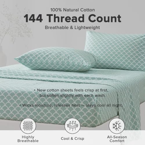Image of Comfort Spaces 100% Cotton Percale Sheets Full Sheet Set 4 Pcs, Scales