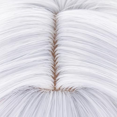 Image of Anime Silver White Highlighting Red Wigs with Bangs Women Short Straight Wig with Bangs Game Show Replace Wig Halloween,Christmas,Comic con,Party