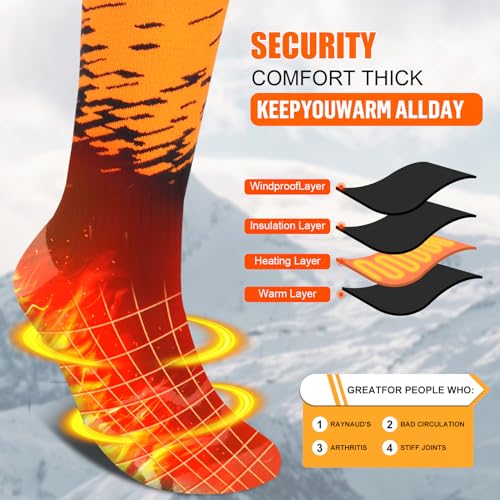 Elektrisch Beheizbare Socken APP Steuerung, Beheizte Socken für Damen Herren mit 5000mAh Akku, Wiederaufladbare Wintersocken Foot Warmer 3-stufige Temperaturregelung Thermosocken – Bild 5