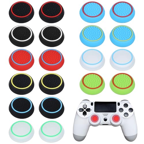 Ouligay 10 Pairs Controller Thumb Grips for Ps4/Ps5 Silicone Joystick Caps Replacement Anti-Slip Anti-Stickiness Thumbstick Grips Caps Cover Full Protection