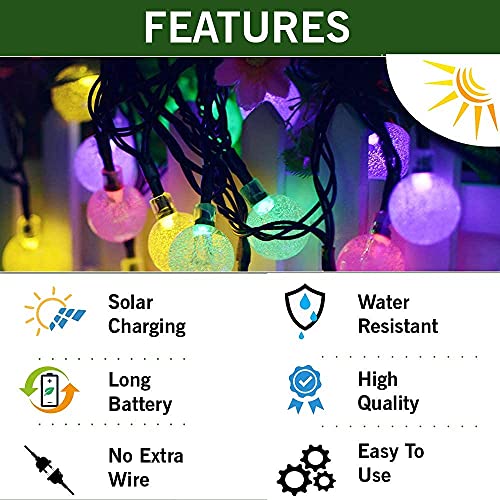 Epyz Solar Lamp For Home String Lights 30 Led Decorative Lighting Crystal Ball For Garden, Home, Party Decorations Waterproof(20 Feet-Multi Color)